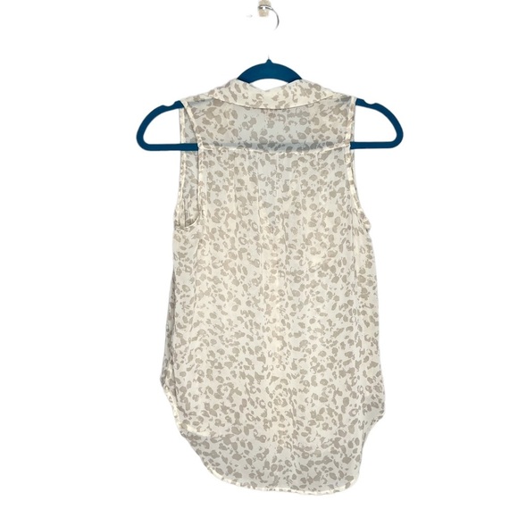 Decree Ivory Beige Semi Sheer Leopard Print Sleeveless Blouse - Picture 8 of 9
